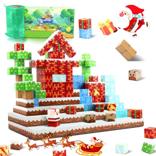 Uiczdry 120 Stück Magnetische Bausteine, 2.3CM/Stück Magnetic Building Blocks, Bausteine Set Weihnachten für Jungen und Mädchen im Alter von 3 4 5 6 7, Kreative Spielzeug ab 3 Jahren für Kinder von Uiczdry