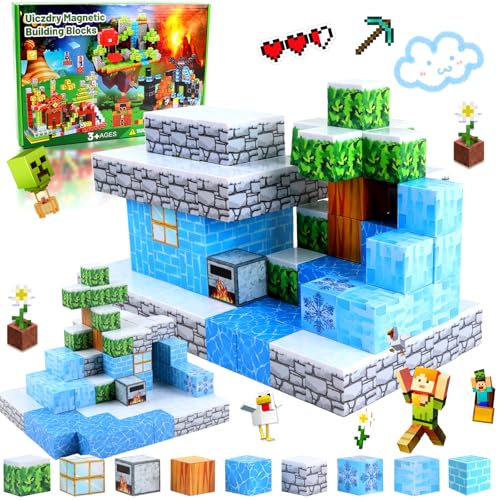 Uiczdry 110 Stück Magnetische Bausteine - Build Mine Magnet Welt World Set,Magnetic Building Blocks,Magnetisches Spielzeug für Jungen und Mädchenim,Montessori Spielzeug ab 3 Jahre Geschenk für Kinder von Uiczdry