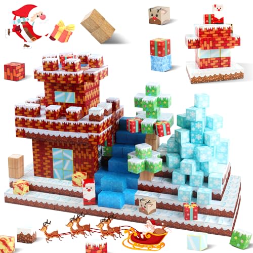 Uiczdry 120 Stück Magnetische Bausteine, Build-Magnetwelt-Set, 2.5CM/Stück Magnetic Building Blocks, Bausteine Set Weihnachten für Jungen und Mädchen im Alter von 3 4 5 6 7 8 von Uiczdry