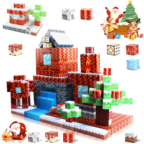 Uiczdry 120 Stück Magnetische Bausteine, Build-Magnetwelt-Set, 2.5CM/Stück Magnetic Building Blocks, Bausteine Set Weihnachten für Jungen und Mädchen im Alter von 3 4 5 6 7 8 von Uiczdry