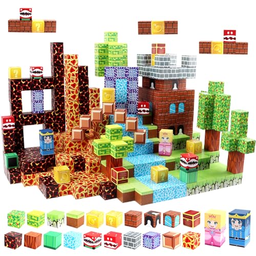 Uiczdry 150 Pcs Magnetische Bausteine,Bauen magnetische Sensorik Blöcke Welt,Adventureland Kinder-Kreativspielzeug,Montessori Spielzeug ab 3 Jahren Geschenk für Jungen und Mädchen von Uiczdry