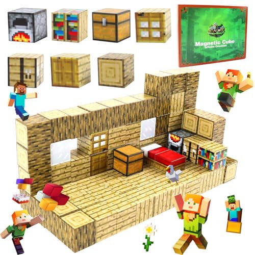 Uiczdry 80 Stück Magnetische Bausteine - Build Mine Magnete Welt World Set,Magnetic Building Blocks,Magnetisches Spielzeug für Jungen und Mädchen,Montessori Spielzeug ab 3 Jahre Geschenk für Kinder von Uiczdry