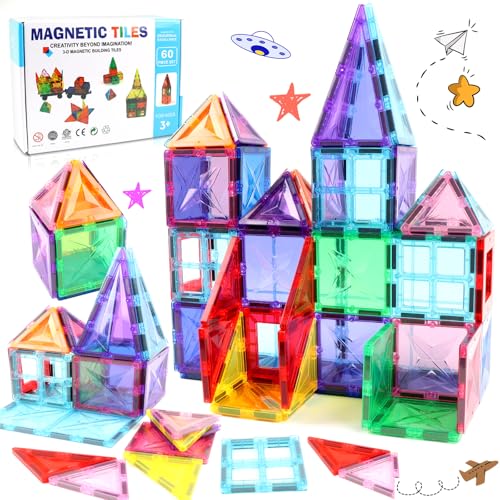 Uiczdry Magnetische Bausteine Spielzeug, Magnetic Tiles, Magnet Montessori Spielzeug Kinder, Magnetische Fliesen 3D, STEM Magnetspielzeug, Lernspielzeug für Jungen und Mädchen, Geschenk für 3-8 Jahre von Uiczdry