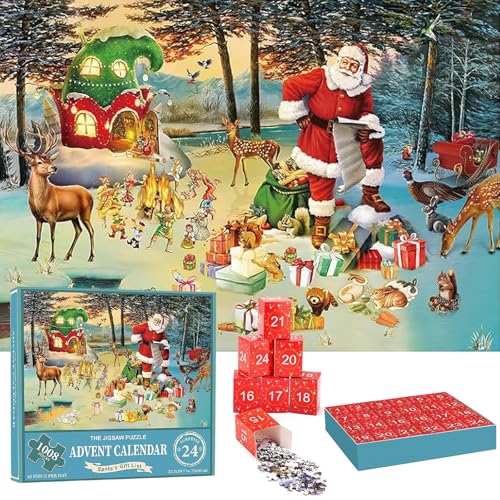 70 x 50 cm Adventskalender Puzzle für Erwachsene und Kinder, EIN modernes Puzzle für Weihnachten & Advent, Weihnachten Puzzles Geschenk für Jungen,Mädchen, Geschenke für Kinder Jungen Mädchen von UieaMsio