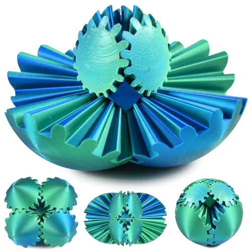 Gear Ball Fidget 3D Gedruckte Zahnradkugel Stressabbau Schreibtischspielzeug Erwachsene und Kinder Geschenk für Weihnachten Wichteln (Blaugrün, Durchmesser: 6,5 cm) von UieaMsio