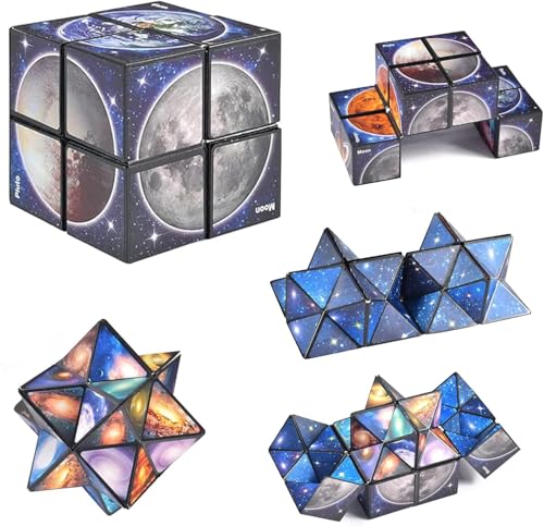 Sternenklarer Himmel Zauberwürfel Infinity, 2 in 1 Kinder Zauberwürfel 3D Puzzle Würfel Stress und Angst Abbauen Spielzeug Magic Cube Set Geschenke für Kinder Erwachsene von UieaMsio