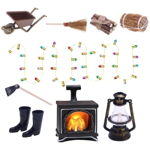 UieaMsio Miniatur Wichtel Zubehör, Puppenhaus Miniatur Zubehör Set, Puppenhaus Zubehör, Wichtel Zubehör Weihnachten Möbel, Glühender Kamin, Heuhaufen, Besen, Simulation Ornament Dekor Spielzeug UieaMsio Miniatur Wichtel Zubehör, Puppenhaus Miniatur Zubehör Set, Puppenhaus Zubehör, Wichtel Zubehör Weihnachten Möbel, Glühender Kamin, Heuhaufen, Besen, Simulation Ornament Dekor Spielzeug von UieaMsio