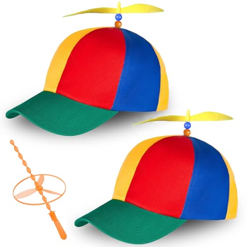 Uirheurd 2pcs Bunte Propellermütze Propeller mütze propeller cap Propeller Mütze Bunte Propellermütze Party Hut für Erwachsene & Kinder Regen & Sonnenschutz von Uirheurd