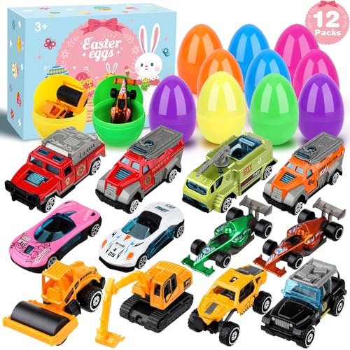 Uiseba Ostergeschenke Kinder 12 Stück Ostereier Zum Befüllen mit Gemischt Legierte Autos Ostereier Plastik für Ostereiersuche Ostereier Deko Ostereierjagd für Osterthema Party von Uiseba