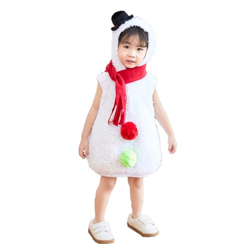 Schneemann-Kostüm, weißes Kleid, elegantes Kleid für Mädchen von 1-4 Jahren, Weihnachtskleid für Kinder, Schneemann-Kostüm von Uitndvyte