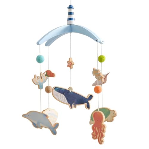 Baby Mobile Windspiele, Meeres Tiere Mobile Baby Babybett, Meerestiere Blauwal Bettglocke, Windspiel Rassel Wickeltisch, Neugeborenen Geschenk für Baby Jungen und Mädchen von Uixxducc