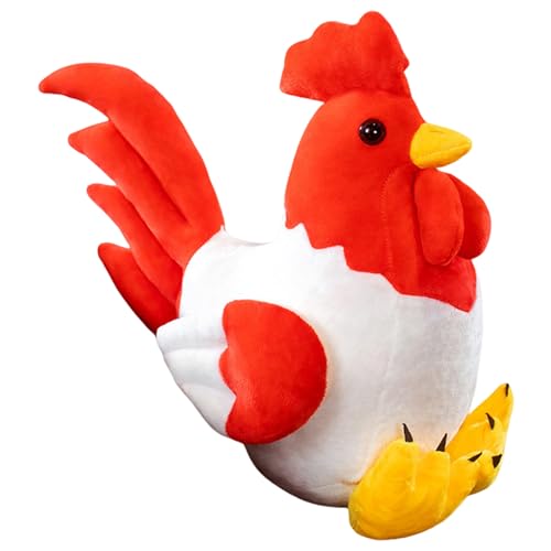 Huhn-Plüsch,Kuscheltier Hahn Plüsch Spielzeug Plüschtier für Kinder und Baby – Flauschiger Stofftier zum Spielen, Geschenk & Kuscheln (40cm,Rotes Weißes Huhn) von Uixxducc