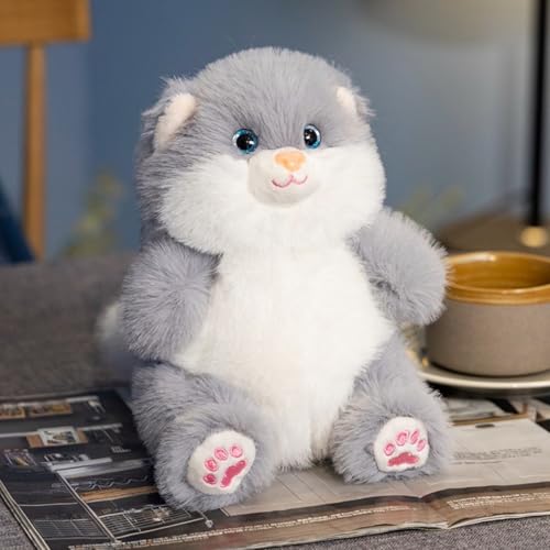 Katze Kuscheltier Realistischen Katze Plüschtier Stofftier 20 cm Kawaii Flauschiges Plüschtier Weiche Plüsch Katze Stofftierpuppe Süßes Katze Spielzeug Geschenk Für Kinder (Grau Weiß) von Uixxducc