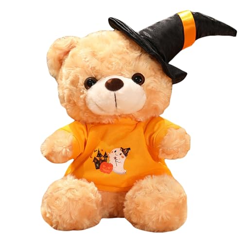 Teddybär Kuscheltier, Halloween Teddybär Plüschtier Kuscheltiere, Teddy Bären Klein Braunbär Süße Stofftier Spielzeug, Geschenke für Kinder Mädchen Jungen (28cm,Hellbrauner Bär - Gelbes T-Shirt) von Uixxducc