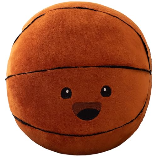 Uixxducc 3D Fußball Kissen Basketball Kissen Plüsch Ball Dekokissen Rundes Ballkissen Plüsch Zierkissen für Kinder Wohnzimmer Schlafzimmer Deko (Basketball) von Uixxducc