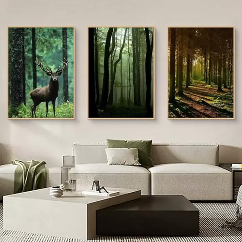 Uixxducc 3er Premium Poster Set Elch Wald Landschaft Bilder Moderne Wandbilder, Wohnzimmer Schlafzimmer Wanddeko Art ohne Rahmen (21x30cm) von Uixxducc