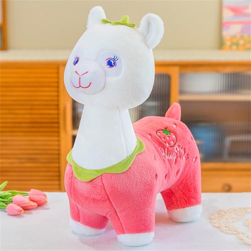 Uixxducc Alpaka Kuscheltier, Lama Kissen SeitenschläFer,Alpaka PlüSchtier Groß, Stand Alpaka Plüschtier, Alpaka Geschenk füR Kinder ungen & Mädchen (Erdbeer Alpaka,45cm) von Uixxducc