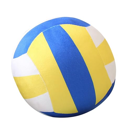 Uixxducc Bedrucktes Volleyball-Plüschtier Volleyball Kissen WeicheRunde Volleyball Dekokissen Zierkissen Sofakissen für Wohnzimmer Schlafzimmer (Blau-Gelb,14cm) von Uixxducc