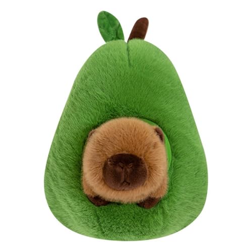 Uixxducc Capybara Kuscheltier, Avocado Kuscheltier, Capybara Kuscheltier, Capybara Plüschtier, Abnehmbare Kopfbedeckung, Geeignet für Heimdekoration, Plüschpuppen für Kinder zum Kuscheln (35cm) von Uixxducc