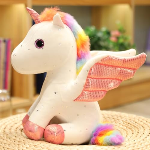 Uixxducc Einhorn Kuscheltier, Niedliches Einhorn Plüschtier Süß Einhorn Stofftier Flauschiger Plüsch Puppe Kinder Spielzeug Geschenke für Weihnachten Geburtstag (Weiß,20cm) von Uixxducc