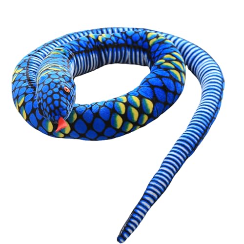 Uixxducc Groß Schlange Kuscheltier Riesen Python Stofftier, 280cm Schlange Plüschtier Realistische Schlange Plüschtiere Spielzeug Geschenk für Kinder (blau) von Uixxducc