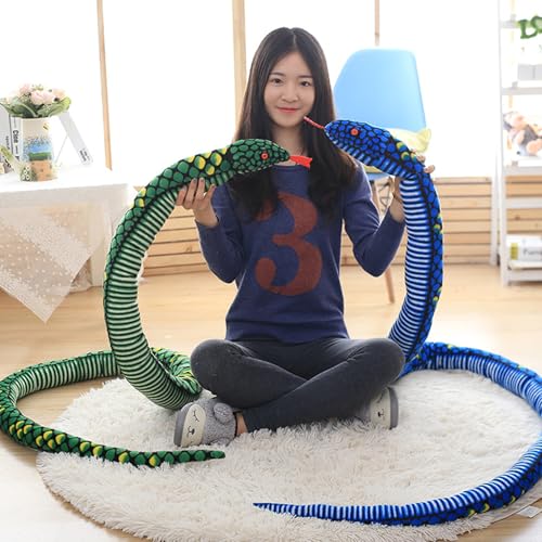 Uixxducc Groß Schlange Kuscheltier Riesen Python Stofftier, 280cm Schlange Plüschtier Realistische Schlange Plüschtiere Spielzeug Geschenk für Kinder (grün) von Uixxducc