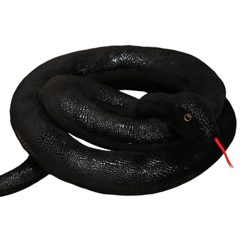 Uixxducc Groß Schlange Kuscheltier Riesen Python Stofftier, Schlange Plüschtier Realistische Schlange Plüschtiere Spielzeug Geschenk für Kinder (Schwarz,200cm) von Uixxducc