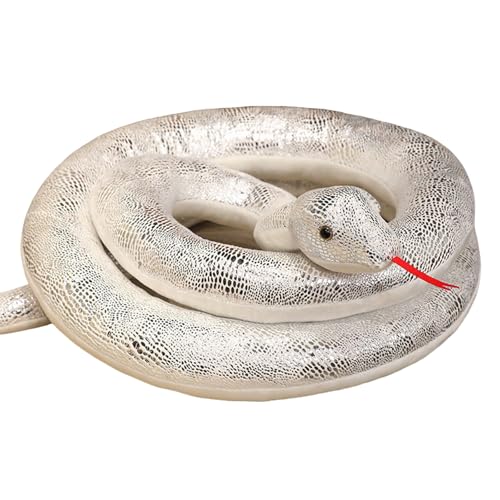 Uixxducc Groß Schlange Kuscheltier Riesen Python Stofftier, Schlange Plüschtier Realistische Schlange Plüschtiere Spielzeug Geschenk für Kinder (Weiß,200cm) von Uixxducc