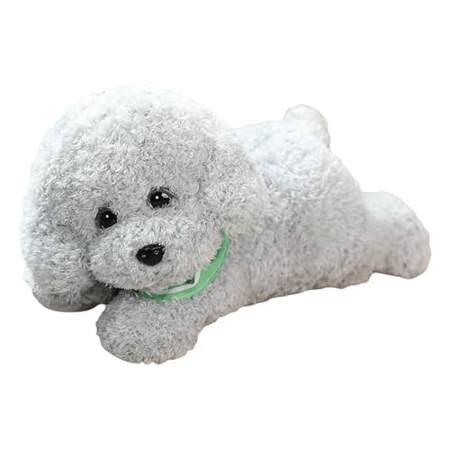 Uixxducc Hund Kuscheltier Plüschhund mit Schalldämpfer Stofftier Kawaii plüschtier Plüsch Puppe Spielzeug Geburtstag Geschenke für Jungen und Mädchen (25cm,Grau) von Uixxducc