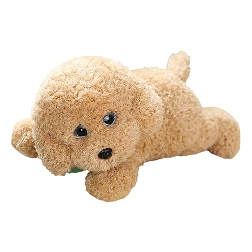 Uixxducc Hund Kuscheltier Plüschhund mit Schalldämpfer Stofftier Kawaii plüschtier Plüsch Puppe Spielzeug Geburtstag Geschenke für Jungen und Mädchen (25cm,Khaki) von Uixxducc