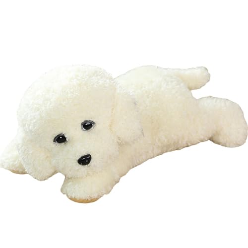 Uixxducc Hund Kuscheltier Plüschhund mit Schalldämpfer Stofftier Kawaii plüschtier Plüsch Puppe Spielzeug Geburtstag Geschenke für Jungen und Mädchen (25cm,Weiß) von Uixxducc