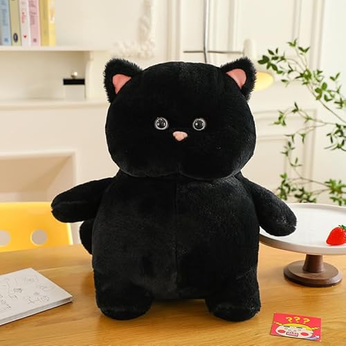 Uixxducc Katzen Stofftier Plüschtier – Süße Katzen Kuscheltier, Flauschiges Katzen Schmusetier Kissen, Weiches Plüschpuppen Geschenk Spielzeug für Kinder, Ideal als Deko und Begleiter (25cm,Schwarz) von Uixxducc