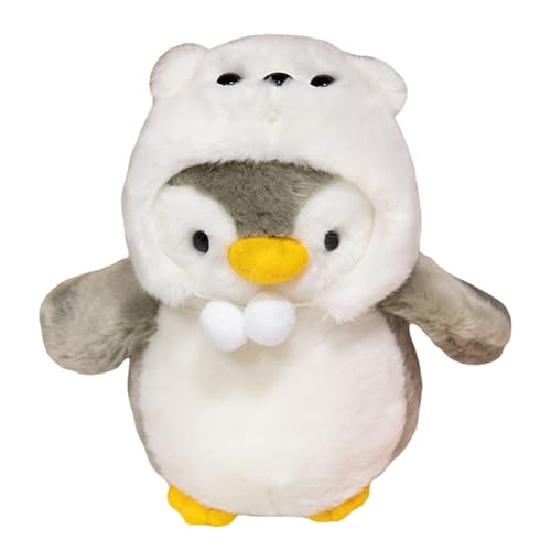 Uixxducc Kuscheltier 25cm Pinguin Süßes Kuscheltier Plüsch Pinguin mit Hut Plüsch Stofftier Plüschtier Spielzeug Geburtstagsgeschenk (Grau) von Uixxducc