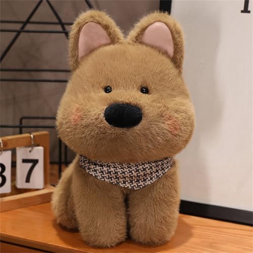 Uixxducc Kuscheltier Hund Plüschtier Niedlich Plushie Welpen Spielzeug Kinder Stofftier zum Kuscheln und Spielen Kawaii Deko Puppen Geschenke (25 cm,Braun) von Uixxducc