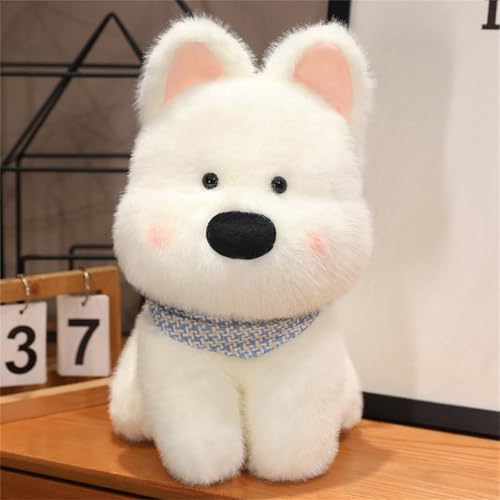 Uixxducc Kuscheltier Hund Plüschtier Niedlich Plushie Welpen Spielzeug Kinder Stofftier zum Kuscheln und Spielen Kawaii Deko Puppen Geschenke (25 cm,Weiß) von Uixxducc