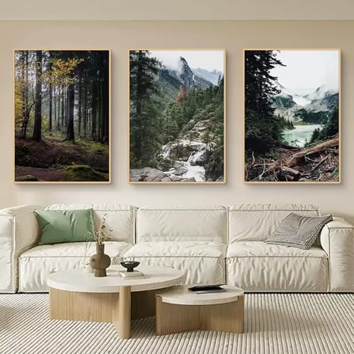 Uixxducc Landschaft Bilder 3er Poster Set, Wald Leinwandbilder Kunstdruck, Wandkunst Leinwand Inspirierende Zitate Wandgemälde für Schlafzimmer (21x30cm) von Uixxducc