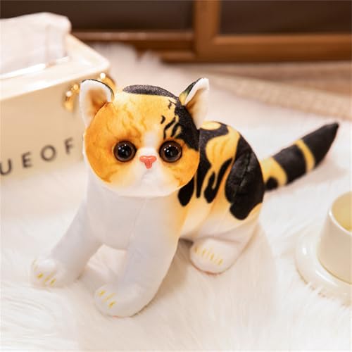 Uixxducc Niedliche Kätzchen Plüschtiere Stofftier Simulation Katze Kuscheltier Katze Plüsch Kissen, Katze Plüschspielzeug Geschenk Für Kinder (Gelb-Schwarz) von Uixxducc