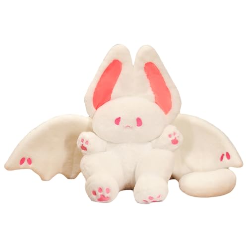 Uixxducc Niedliches Kaninchen Plüschtier mit Fledermausflügeln Bat Bunny Plüschspielzeug, Halloween Deko Geschenk Halloween Plüschtier Kuscheltier Stofftier Für Kinder (Rosa,45cm) von Uixxducc