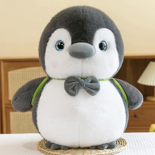 Uixxducc Pinguin Kuscheltier, Pinguin Stofftier Plüschtier, Pinguin Plüschpuppe mit Rucksäcke, Tier Kissen Geschenk Für Kinder/Erwachsene (33cm,Schwarz) von Uixxducc