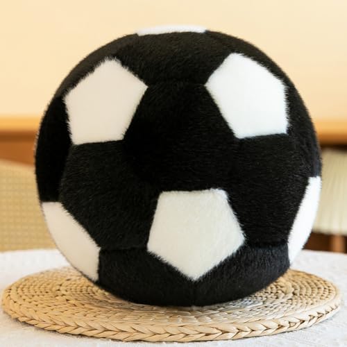 Uixxducc Plüsch Fußball Kissen, Fußball Kuscheltier Spielzeug Flauschige Ballkissen, weiche Fußball Stuhlkissen, Sport-Wurfkissen,Sport-Themenkissen für Kinderzimmer Dekoration (A,25CM) von Uixxducc