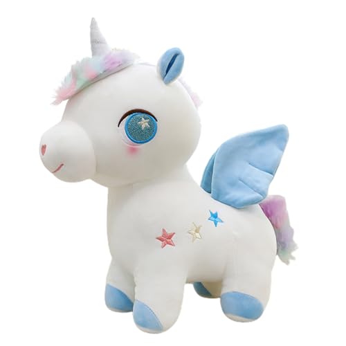 Uixxducc Plüsch Regenbogen Einhorn Stofftier Plüschtier Kuscheltier Niedlich Einhorn Puppe Kinder Festival Geschenk (Blau,40cm) von Uixxducc