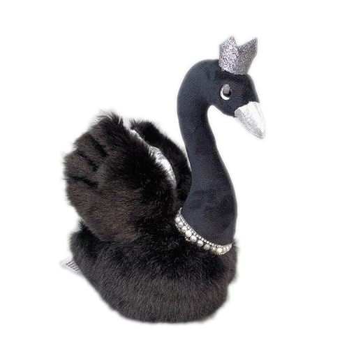 Uixxducc Plüschtiere Kuscheltier Schwan mit Perlenkette und Krone Plüsch Schwarzer Weißer Schwan Plüschtier Stofftier Baby Kind Spielzeug Geburtstag Geschenke,23 cm (Schwarz) von Uixxducc