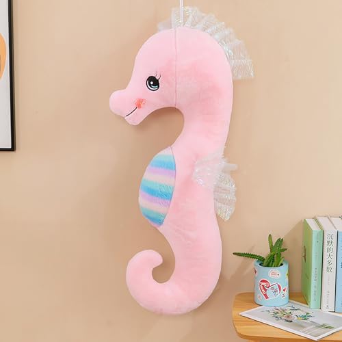 Uixxducc Seepferdchen Kuscheltier Süße Seepferdchen Plüschtier Stofftier, Weiches Seepferdchen Kissen Geschenk für Kinder/Erwachsene (Rosa.,50CM) von Uixxducc