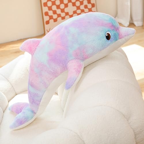 Uixxducc Wal Kuscheltier groß Plüschtier Weich Kawaii Riesenwalhai plüschtier Dophin Umarmungskissen Niedlicher Wal Plüsch Puppe Spielzeug Kinder Geburtstag Geschenk (45 cm,Regenbogen A) von Uixxducc