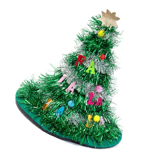 Ukbzxcmws Unisex Erwachsene Weihnachtsbaum Kostümhut Mit Sternaufsätzen Glitzernde Lametta Akzente Für Die Weihnachtsfeier Kopfbedeckung von Ukbzxcmws