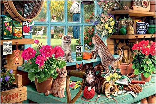 1000 Stück Puzzle - Windowsill cat - Erwachsene Teenager Kinder Puzzle Großes Puzzle Spielzeug Geschenk Pädagogisch Intellektuell Dekomprimieren Spaß Familienspiel von Ulalaza