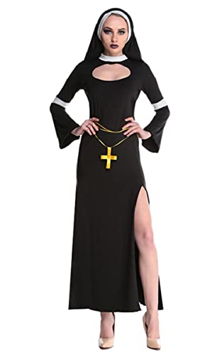 Ulalaza Damen Cosplay Kostüm Gefallener Engel Teufelsflügel Priester Nonne Ninja Meerjungfrau Königin Uniform Outfit für Halloween von Ulalaza