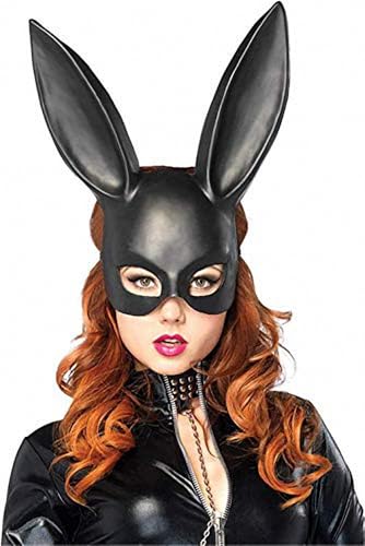 Ulalaza Frauen Hasenmaske Kostüm Schwarzes Kaninchen Halbmaske für Halloween Ostern Maskerade Zubehör von Ulalaza