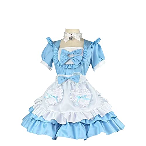 Ulalaza Gothic süße Mädchen Prinzessin Puppenkragen Spitze Schürze Retro Rüschentaschen mit Kopfschmuck Französisch Maid Kostüm von Ulalaza