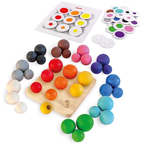 Ulanik Kugeln auf Brett Montessori Spielzeug Holzsortierspiel 36 Kugeln 25-35 mm Ab 3+ Jahre Lernspielzeug für Vorschule für Farbsortierung und Zählen Ulanik Kugeln auf Brett Montessori Spielzeug Holzsortierspiel 36 Kugeln 25-35 mm Ab 3+ Jahre Lernspielzeug für Vorschule für Farbsortierung und Zählen von Ulanik